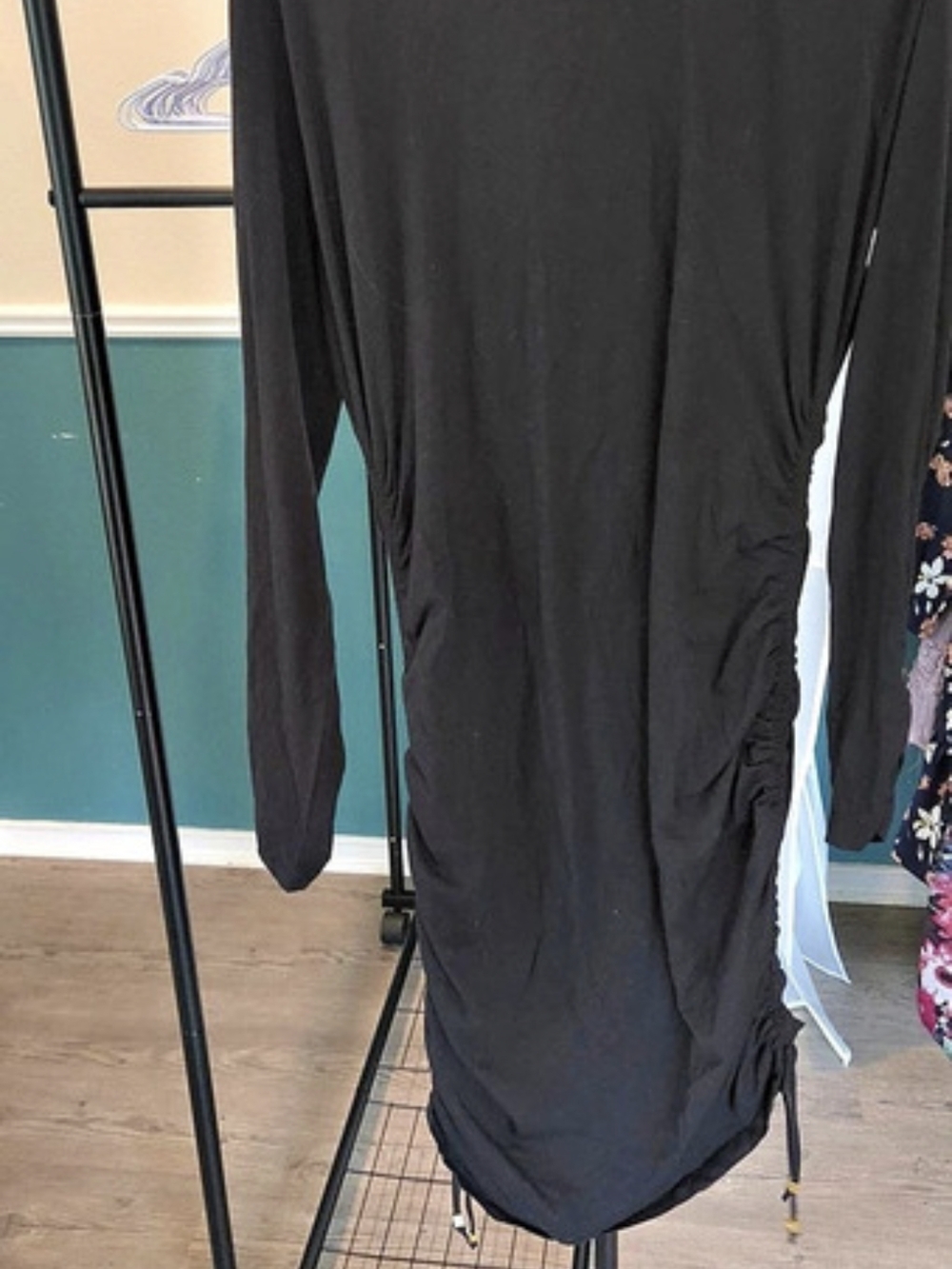 Michael Kors Ruched Long Sleeve Mini Dress in Black Like New